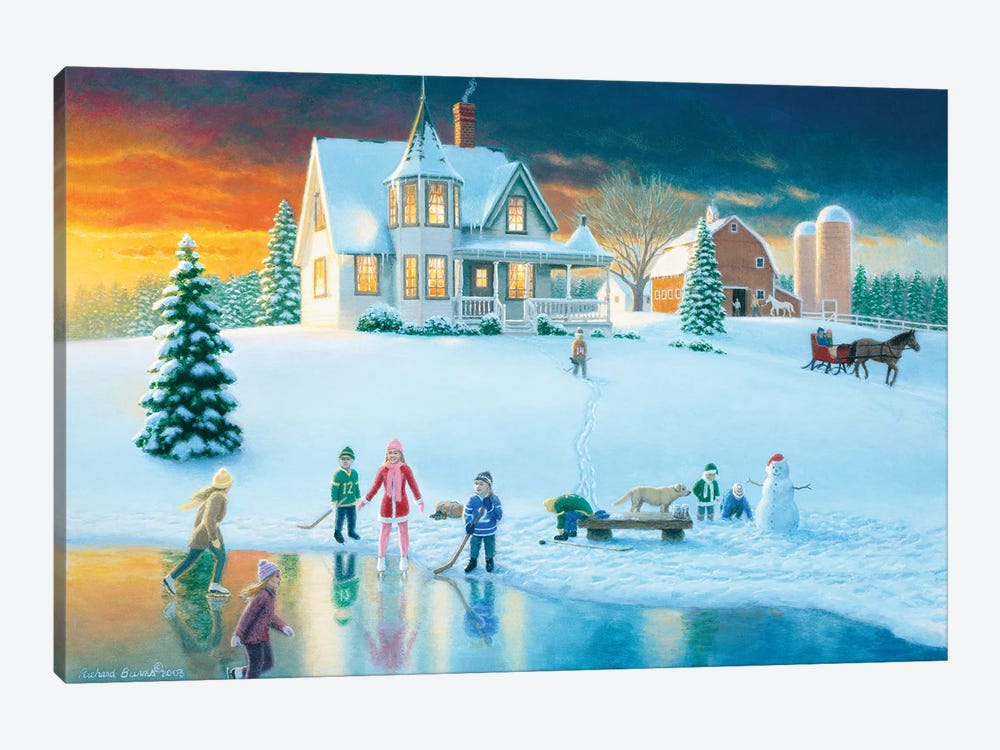 The Skating Pond by Richard Burns 1-piece Canvas Art