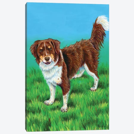 Brown And White Dog Canvas Print #RBW102} by Rebecca Wang Canvas Wall Art