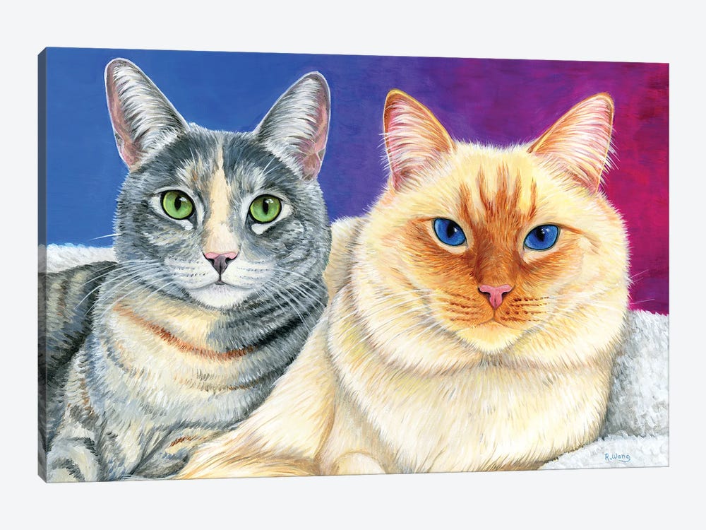 Two Cute Cats by Rebecca Wang 1-piece Canvas Art Print