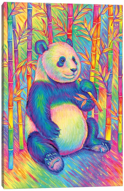 Psychedelic Panda Canvas Art Print - Bamboo Art