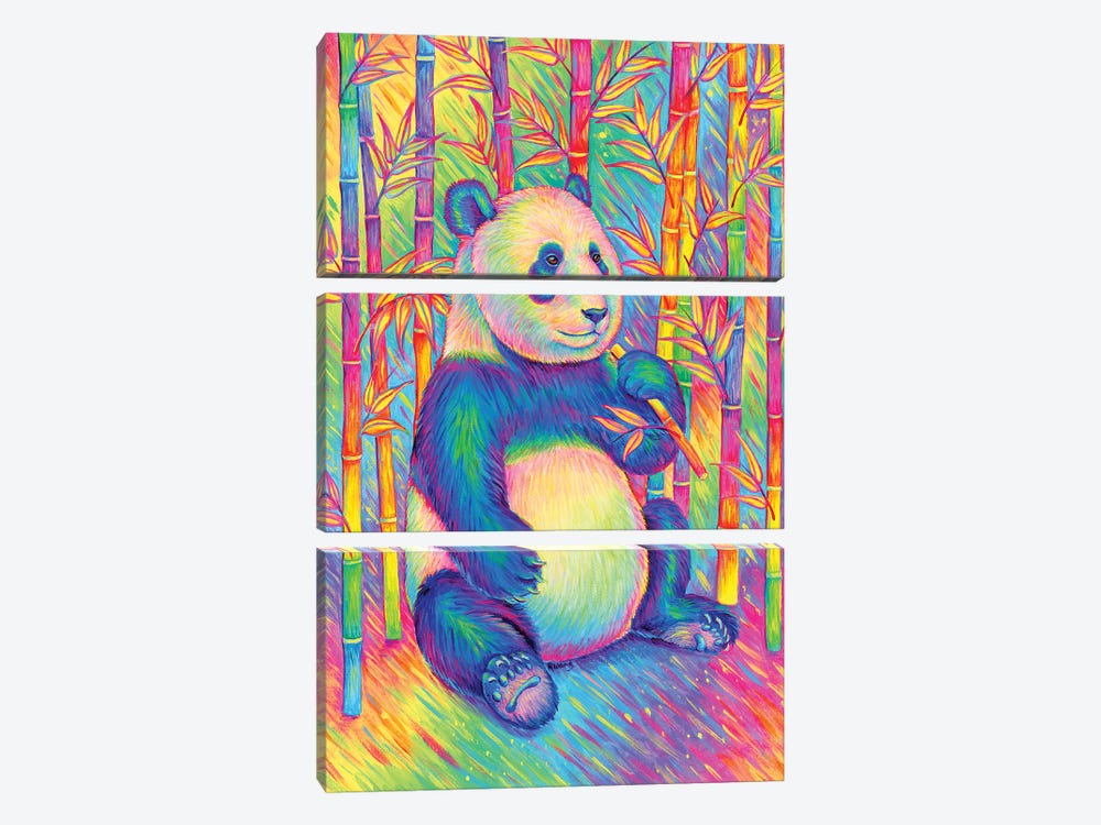 Psychedelic Panda by Rebecca Wang 3-piece Canvas Print