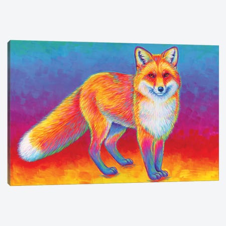 Rainbow Red Fox Canvas Print #RBW116} by Rebecca Wang Canvas Artwork