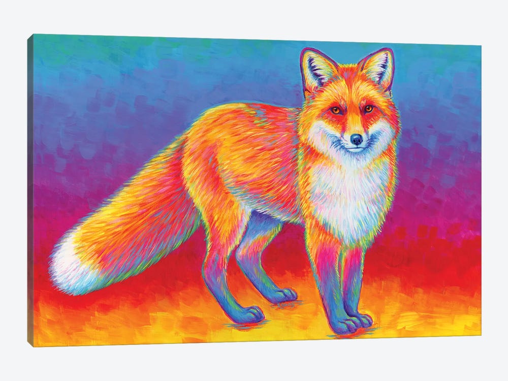 Rainbow Red Fox by Rebecca Wang 1-piece Canvas Art Print