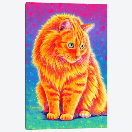 Longhaired Orange Tabby Cat Canvas Print #RBW119} by Rebecca Wang Art Print
