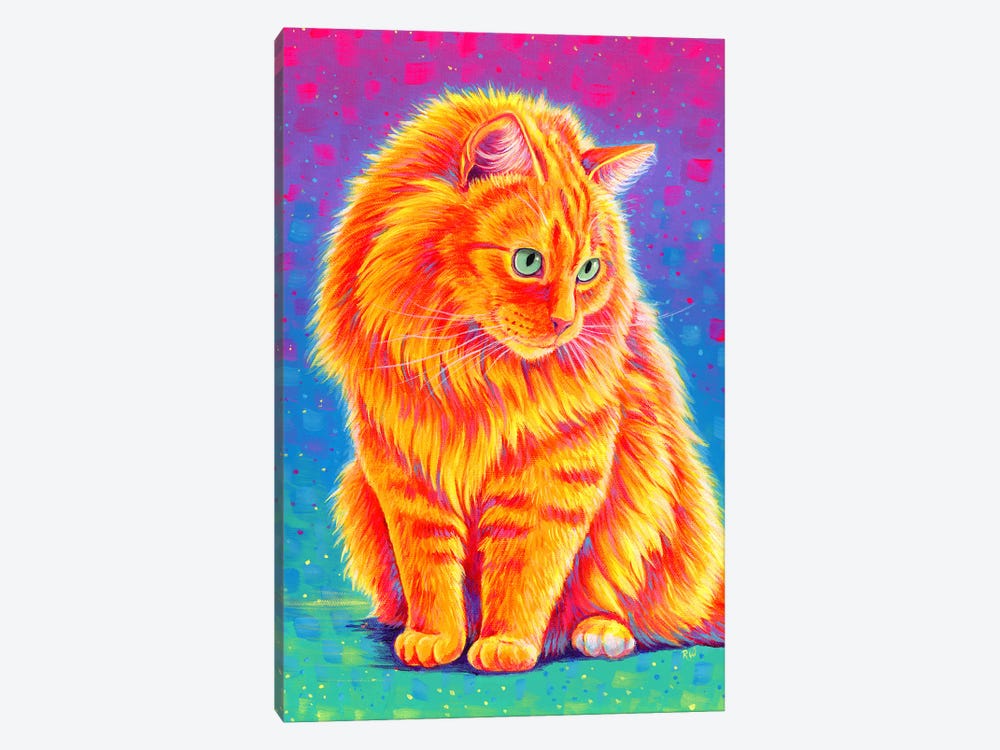 Longhaired Orange Tabby Cat by Rebecca Wang 1-piece Canvas Art