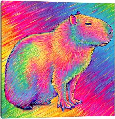 Psychedelic Rainbow Capybara Canvas Art Print - Capybara