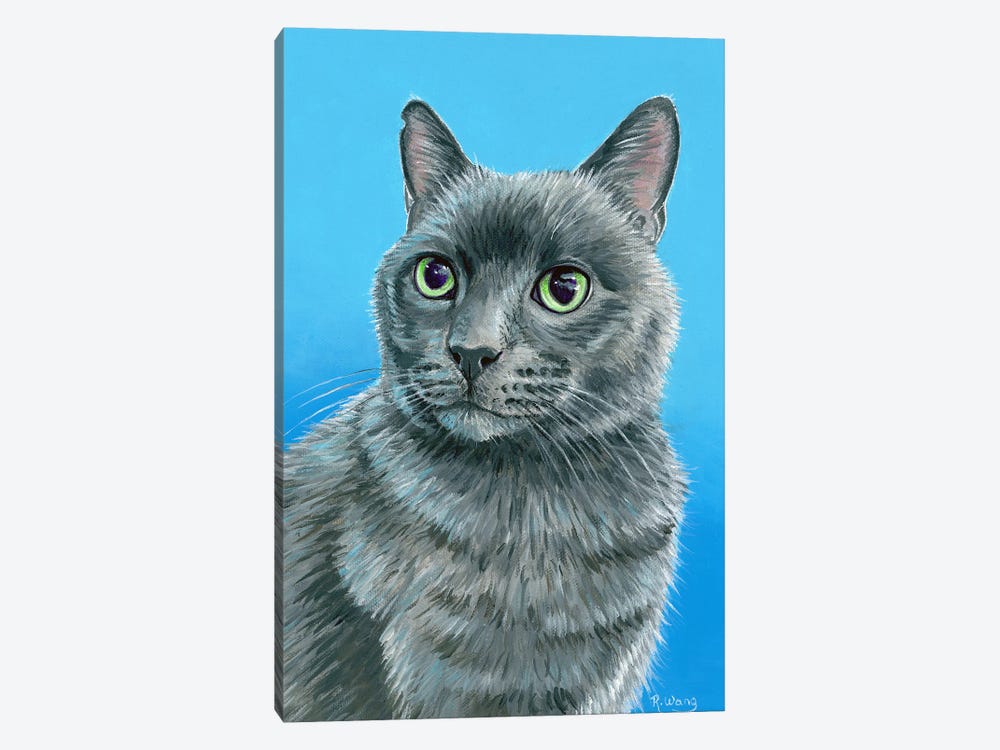 Russian Blue Cat by Rebecca Wang 1-piece Canvas Wall Art