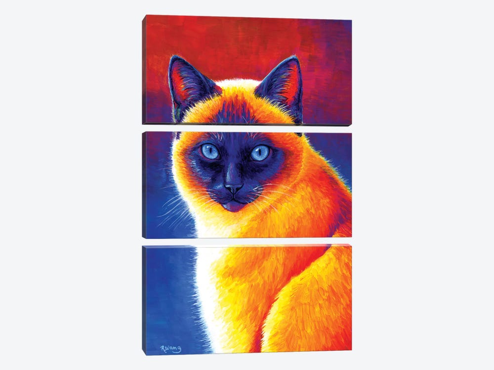 Jewel of the Orient - Siamese Cat by Rebecca Wang 3-piece Canvas Art Print