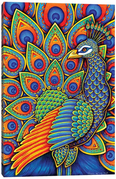 Paisley Peacock Canvas Art Print - Indian Décor