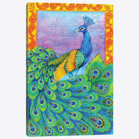 Pretty Peacock Canvas Print #RBW25} by Rebecca Wang Canvas Art