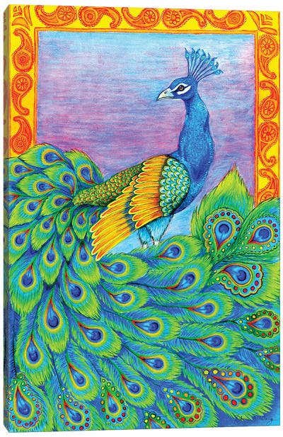 Pretty Peacock Canvas Art Print - Rebecca Wang