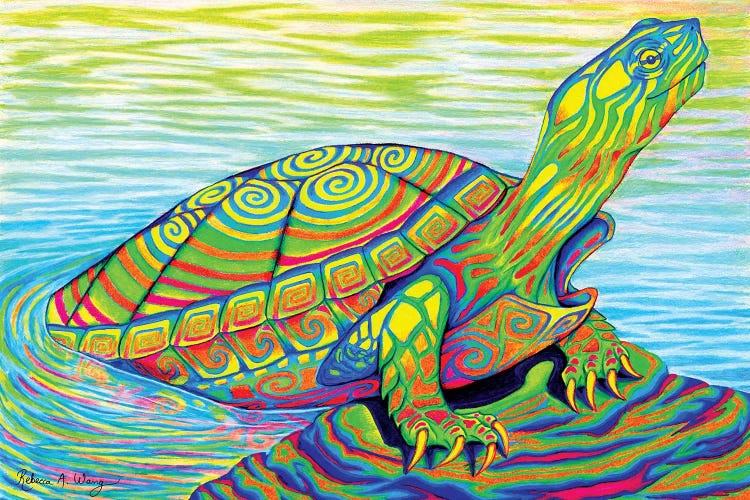 Psychedelic Neon Painted Turtle