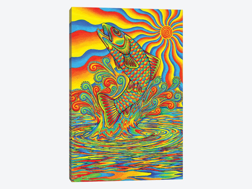 Psychedelic Rainbow Trout by Rebecca Wang 1-piece Canvas Artwork