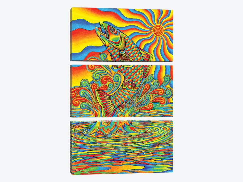 Psychedelic Rainbow Trout by Rebecca Wang 3-piece Canvas Artwork