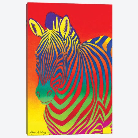 Psychedelic Rainbow Zebra Canvas Print #RBW28} by Rebecca Wang Canvas Print