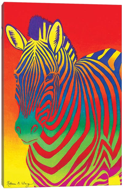 Psychedelic Rainbow Zebra Canvas Art Print - Rebecca Wang