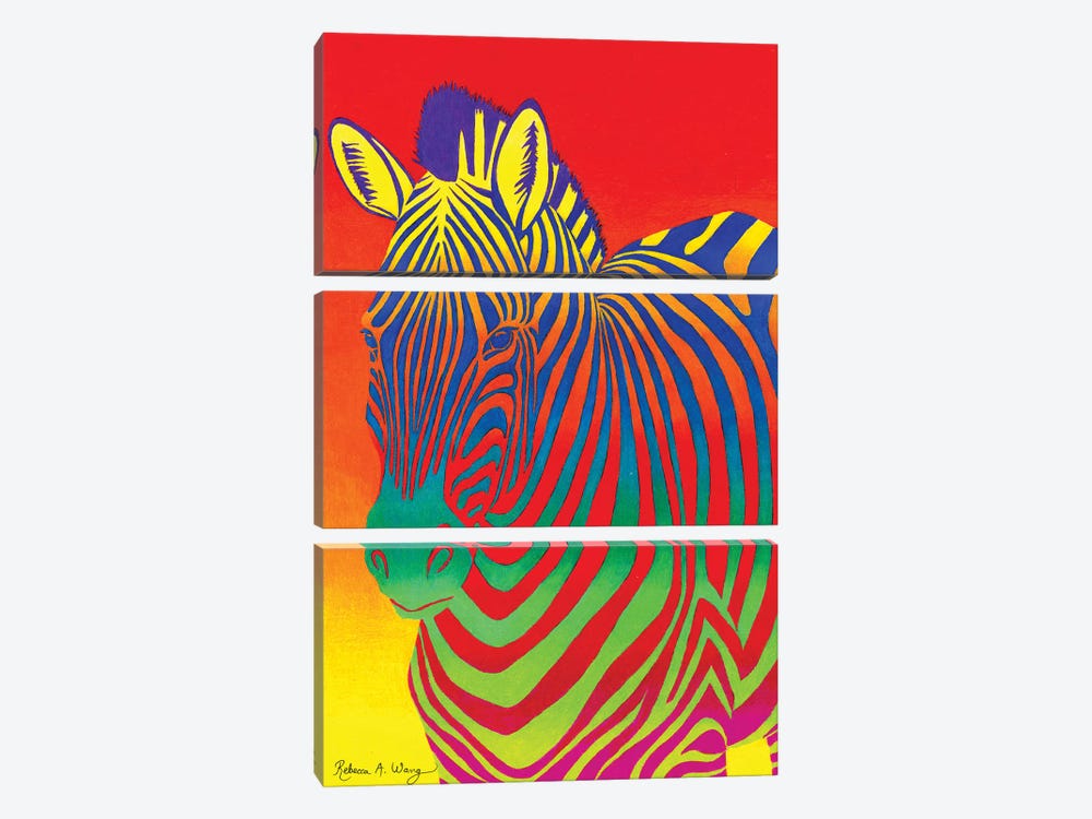 Psychedelic Rainbow Zebra by Rebecca Wang 3-piece Canvas Print