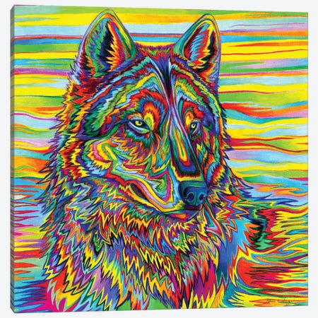 Psychedelic Wolf Canvas Print #RBW29} by Rebecca Wang Canvas Art Print