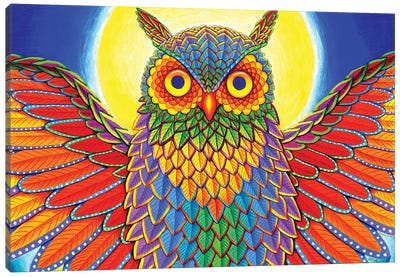 Rainbow Owl Canvas Art Print - Rebecca Wang