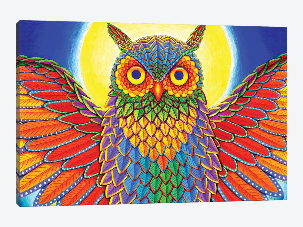 Rainbow Owl by Rebecca Wang 1-piece Canvas Art