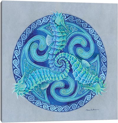 Seahorse Triskele Canvas Art Print - Seahorse Art