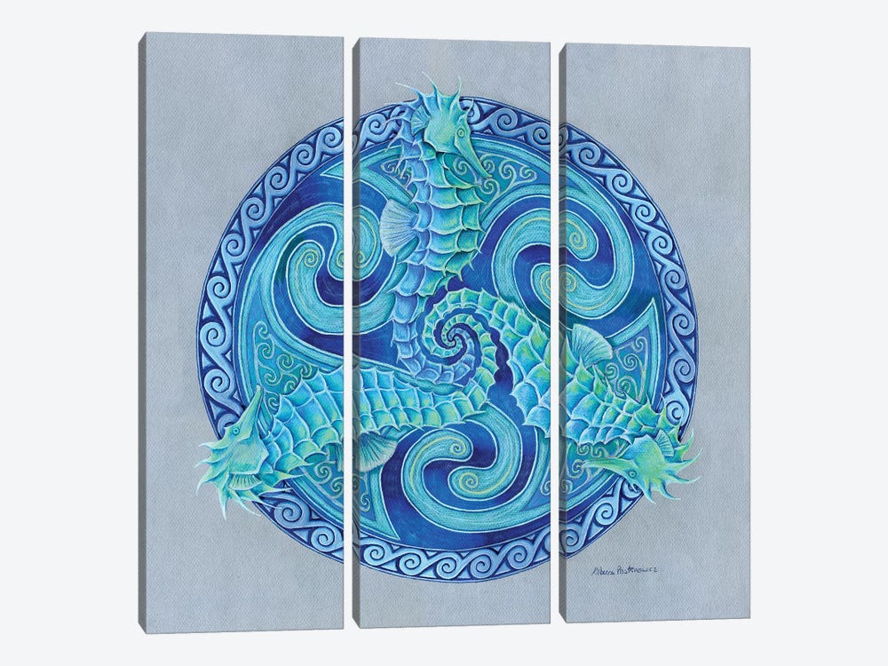 Seahorse Triskele by Rebecca Wang 3-piece Art Print