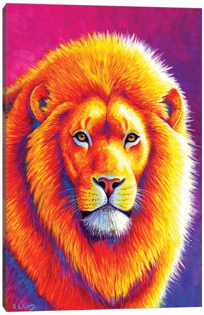 Sunset on the Savanna African Lion Canvas Art Print - Rebecca Wang