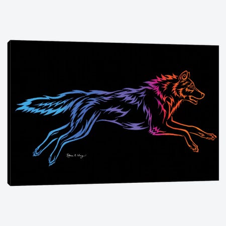 Tribal Running Wolf Canvas Print #RBW36} by Rebecca Wang Canvas Art Print
