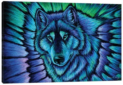 Wolf Aurora Canvas Art Print - Wolf Art