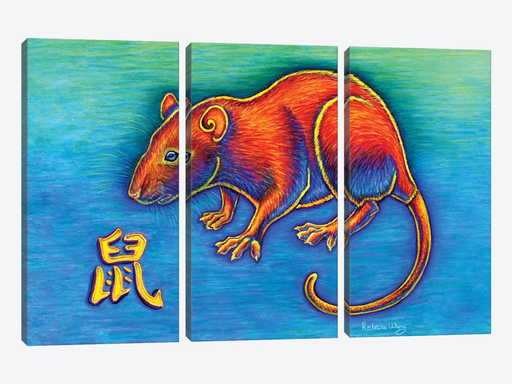 Year of the Rat by Rebecca Wang 3-piece Canvas Wall Art