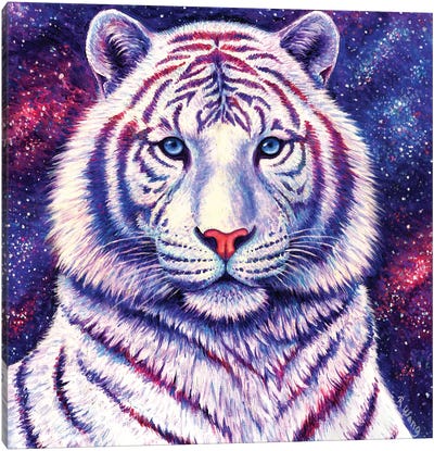 Among the Stars - Galaxy Tiger Canvas Art Print - Rebecca Wang