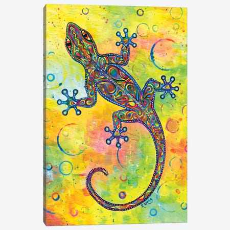 Electric Gecko Canvas Print #RBW45} by Rebecca Wang Canvas Artwork