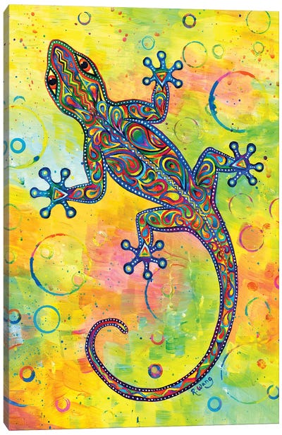 Electric Gecko Canvas Art Print - Lizard Art