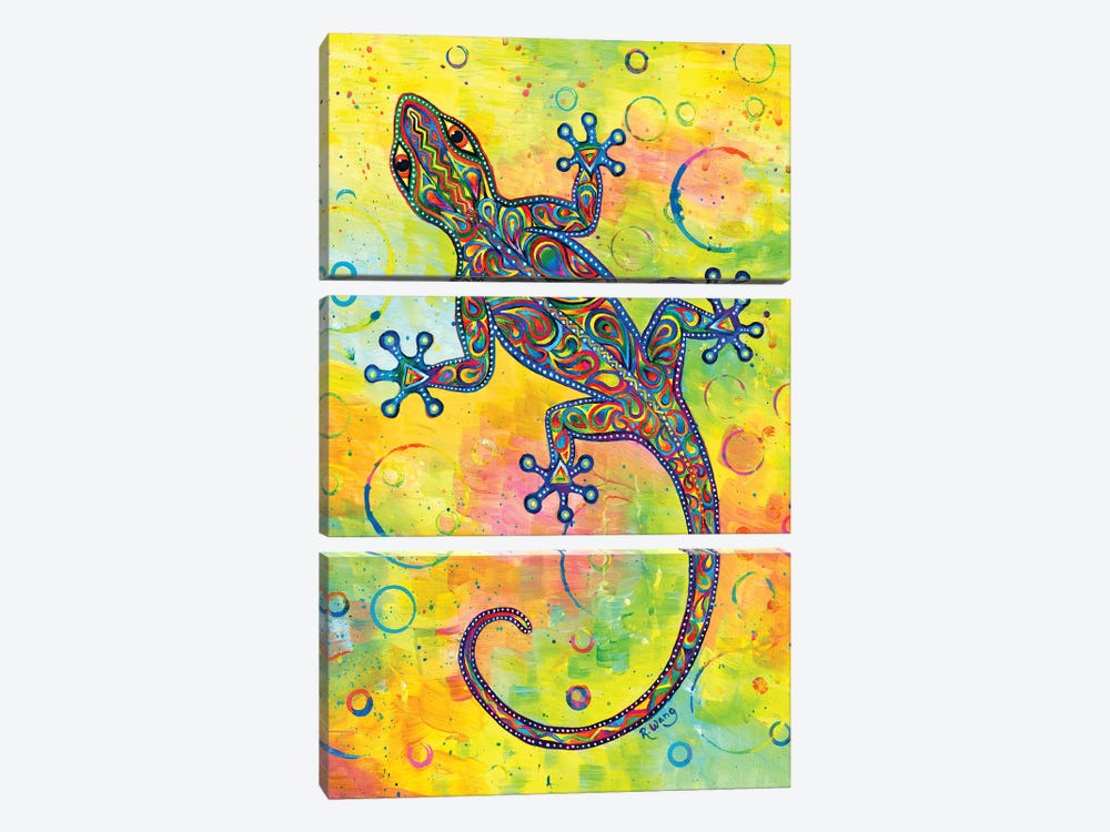 Electric Gecko by Rebecca Wang 3-piece Canvas Wall Art