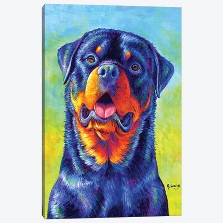 Gentle Guardian - Colorful Rottweiler Canvas Print #RBW46} by Rebecca Wang Canvas Wall Art