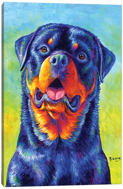 Gentle Guardian - Colorful Rottweiler Canvas Art Print - Rebecca Wang
