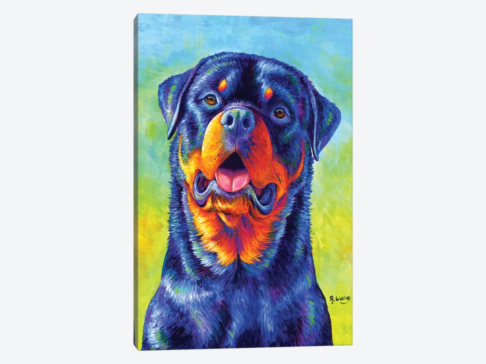 Gentle Guardian - Colorful Rottweiler by Rebecca Wang 1-piece Canvas Art Print