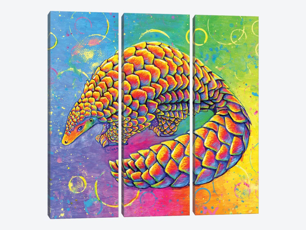 Psychedelic Pangolin by Rebecca Wang 3-piece Canvas Print
