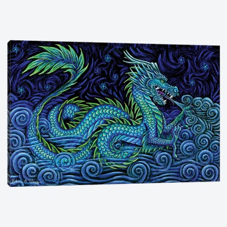 Chinese Azure Dragon Canvas Print #RBW4} by Rebecca Wang Canvas Artwork