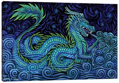Chinese Azure Dragon Canvas Art Print - Rebecca Wang