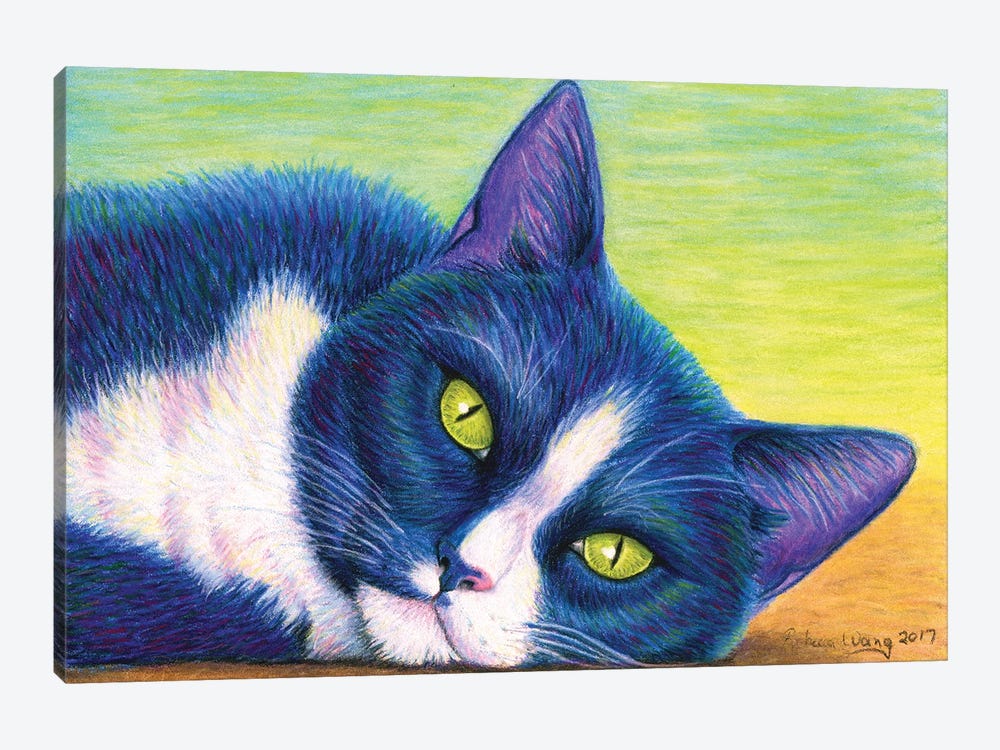 Colorful Tuxedo Cat by Rebecca Wang 1-piece Canvas Artwork