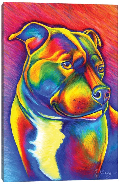 Rainbow Staffy Canvas Art Print - Pit Bull Art