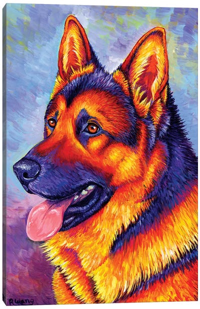 Courageous Partner - German Shepherd Dog Canvas Art Print - Rebecca Wang