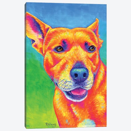 Fluorescent Dog Canvas Print #RBW72} by Rebecca Wang Canvas Art