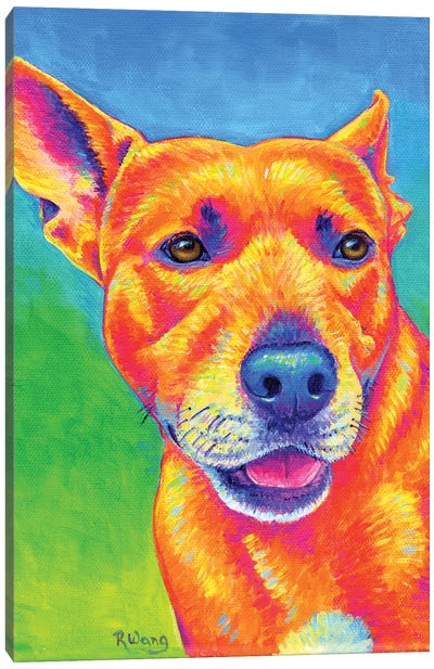 Fluorescent Dog Canvas Art Print - Rebecca Wang