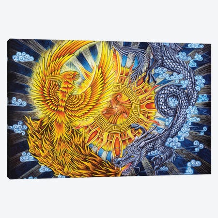 Phoenix And Dragon Canvas Print #RBW76} by Rebecca Wang Art Print
