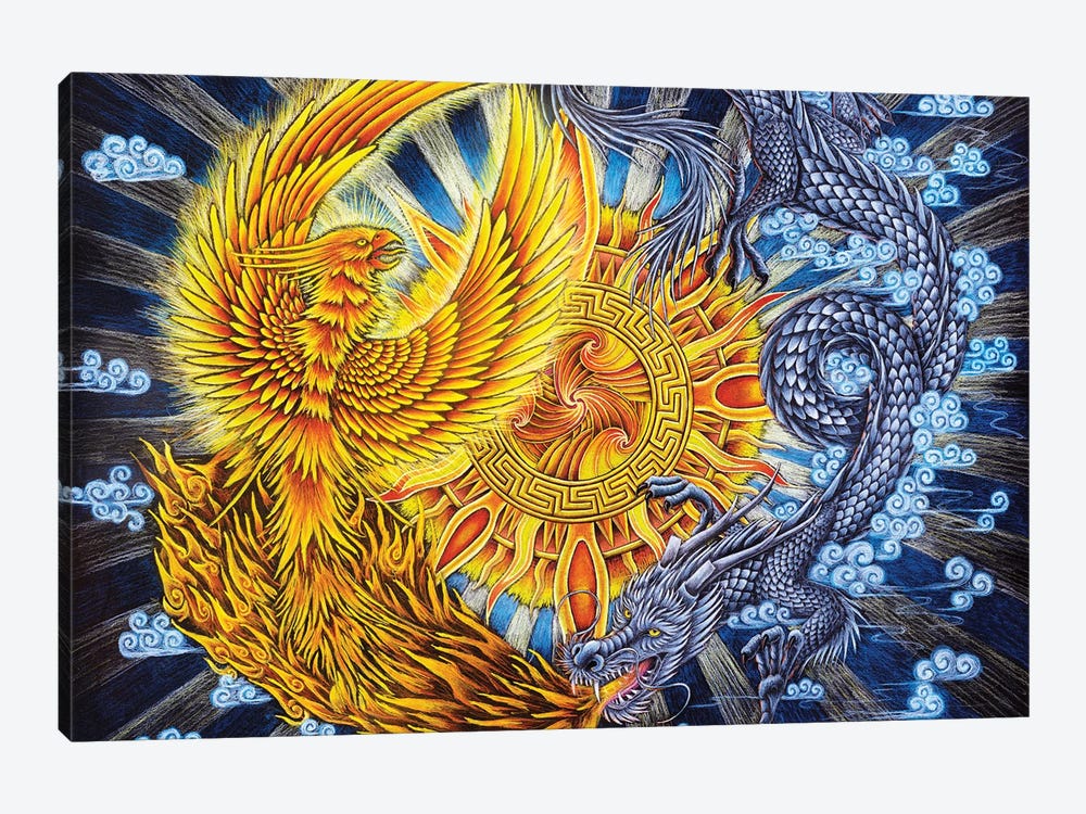 Phoenix And Dragon by Rebecca Wang 1-piece Canvas Wall Art