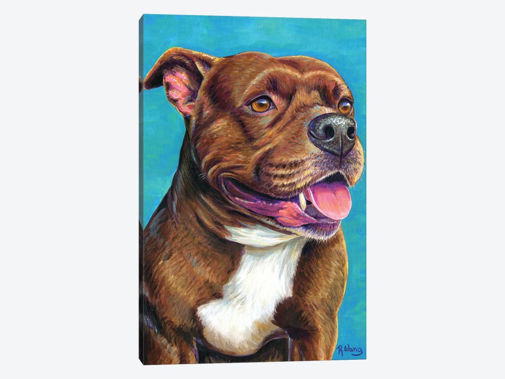 Staffordshire Bull Terrier Dog by Rebecca Wang 1-piece Canvas Wall Art