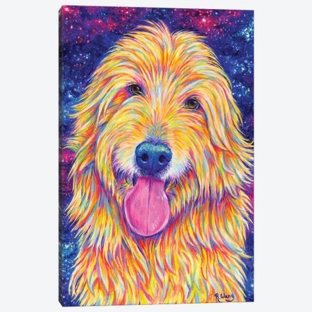 Starry Goldendoodle Canvas Print #RBW79} by Rebecca Wang Canvas Artwork