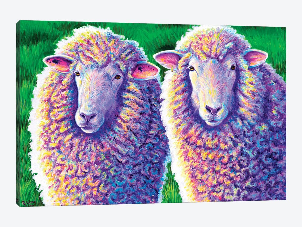 Two Colorful Sheep by Rebecca Wang 1-piece Canvas Artwork